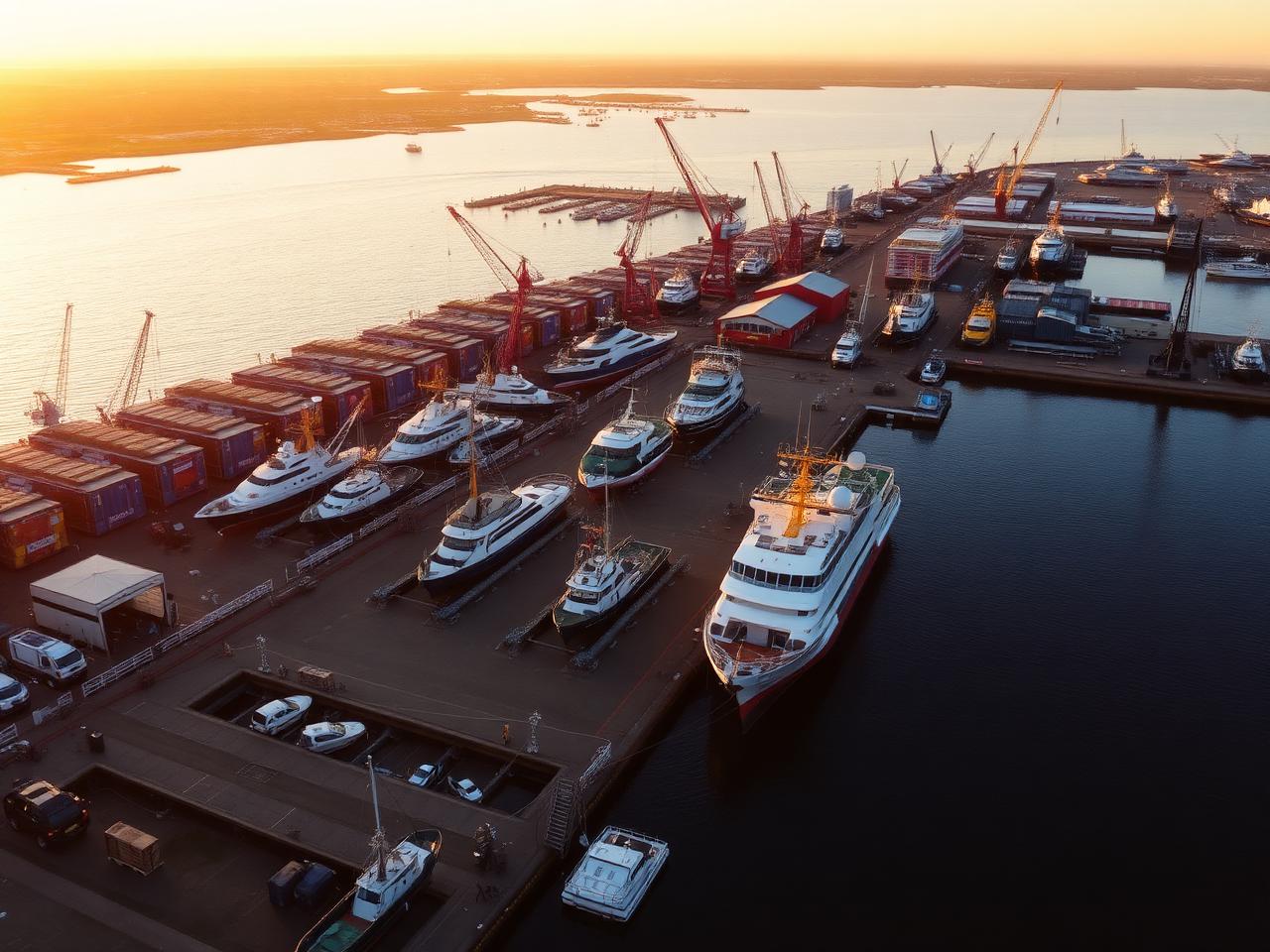 Aerial view of the Focus Marine shipyard